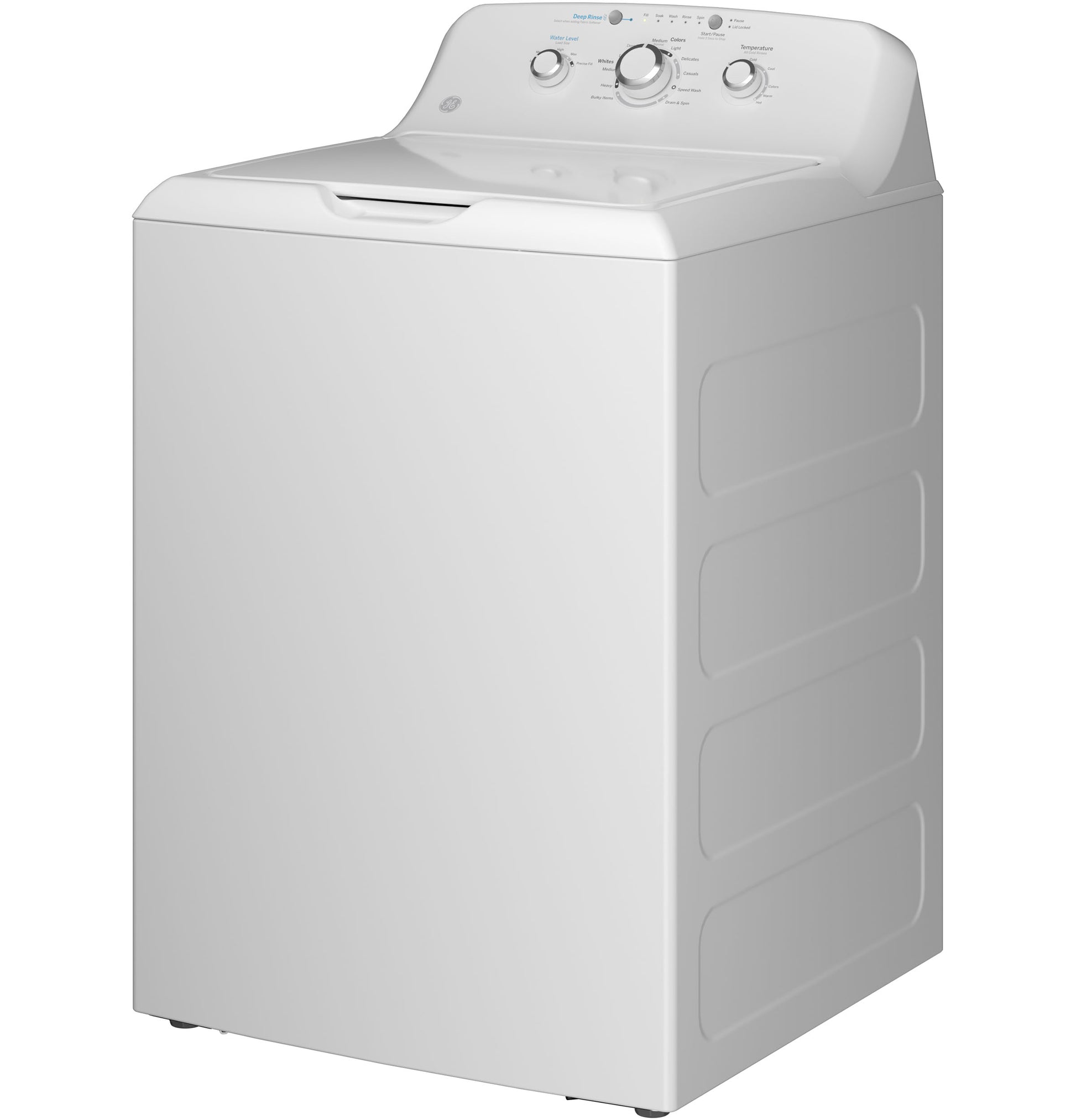 White top-load washer with stainless steel drum and water level control knobs for efficient home laundry tasks