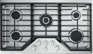 Five-burner stainless steel gas cooktop with front control knobs from Cooktops and Kitchen & Kitchenware collection