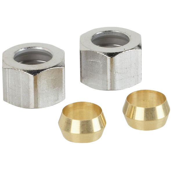 Set of two metal compression nuts and two brass rings for plumbing repair and faucet parts under $50 collections