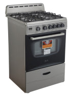 Freestanding 24-inch gas range with four burners, stainless steel finish, control knobs, and oven window, part of Ranges, Gas Ranges, Kitchen & Kitchenware, Appliances collections.