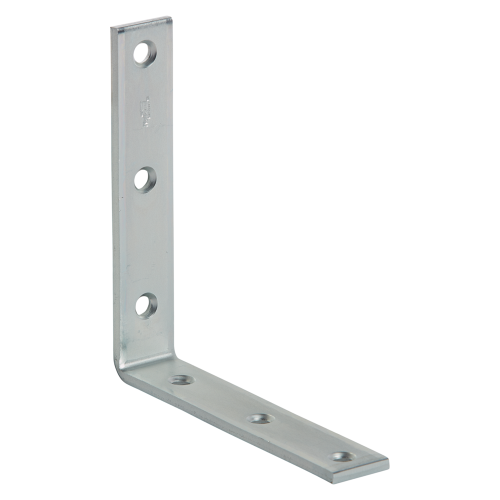 Zinc-plated steel corner brace with multiple holes for reinforcement in building hardware and home improvement projects