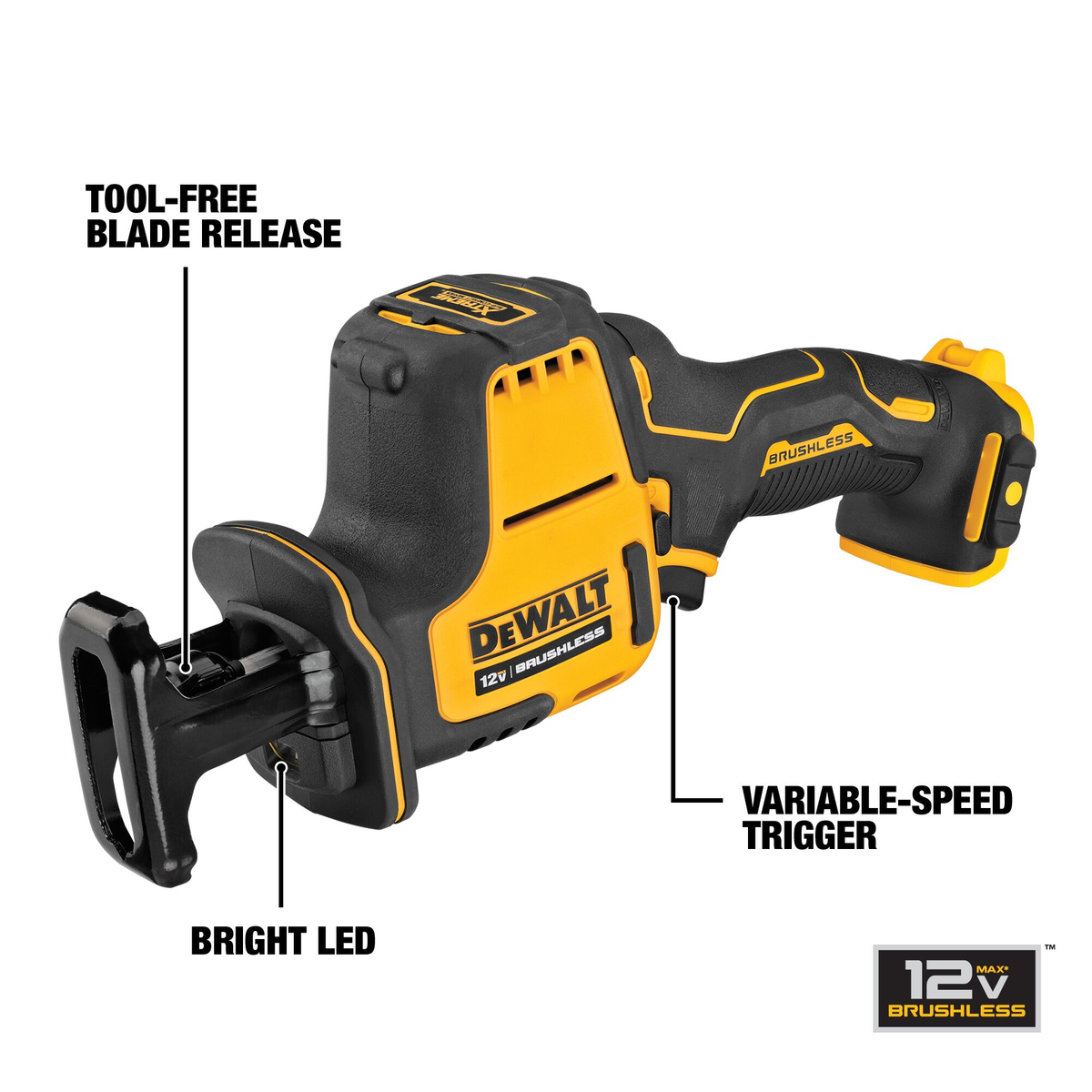 DEWALT 12V MAX* Brushless Cordless One-Handed Reciprocating Saw (Tool Only)