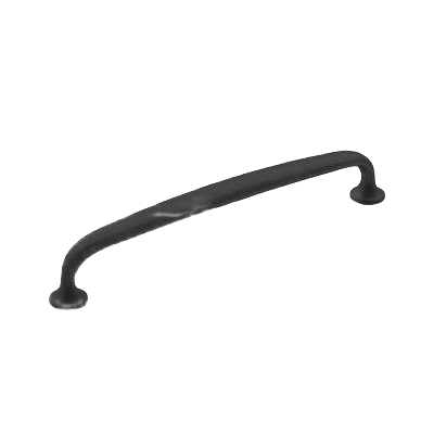 Matte black metal cabinet pull with curved design for home improvement and hardware applications