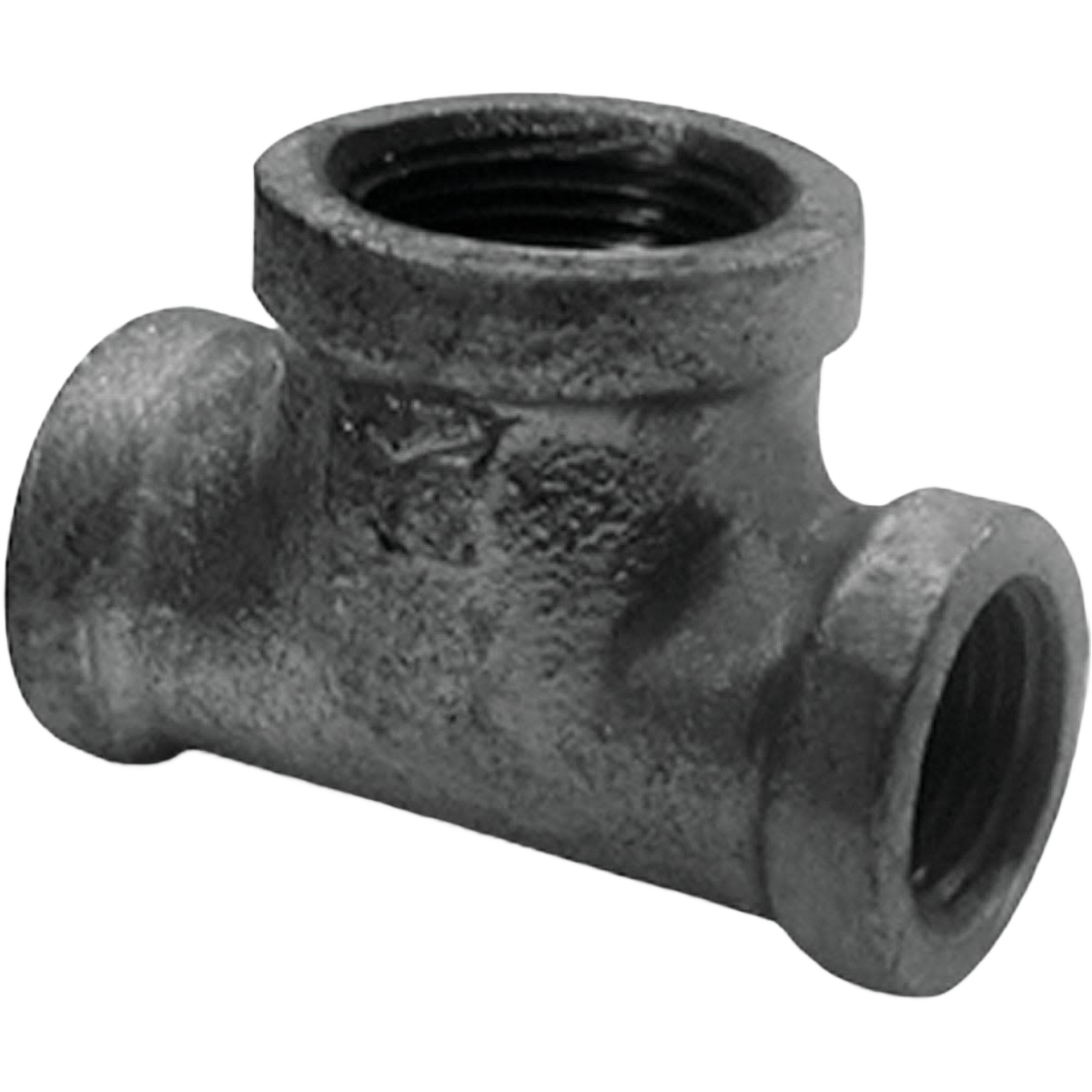 Black malleable iron reducing tee pipe fitting for plumbing and home improvement applications under $50