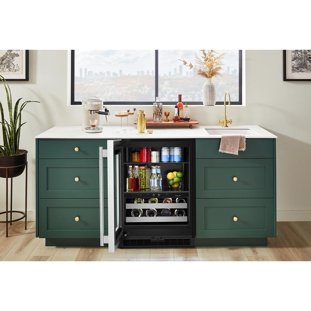 24" Beverage Center with Glass Door and Metal-Front Racks