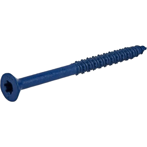 Blue coated flat head concrete screw anchor designed for secure fastening in hardware and fasteners collections