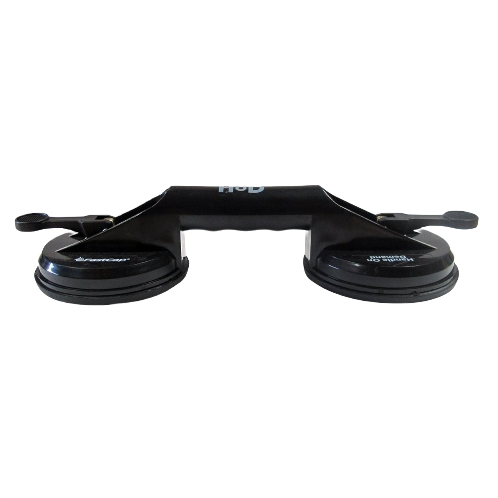 Black double-handle suction cup tool designed for secure lifting and handling in tools and home improvement tasks