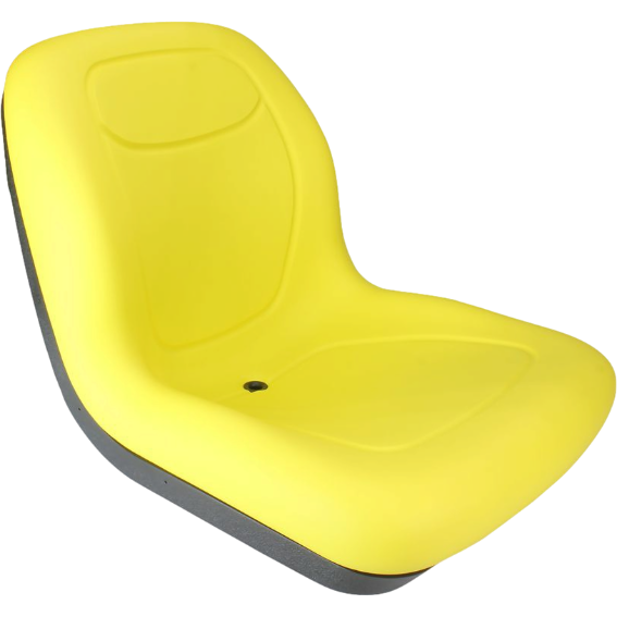 Yellow ergonomic replacement seat designed for John Deere machinery in automotive and parts collections