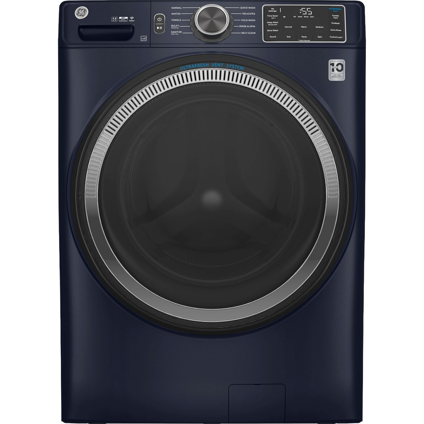 GE® ENERGY STAR® 4.8 cu. ft. Capacity Smart Front Load  Washer with UltraFresh Vent System with OdorBlock™ and Sanitize w/Oxi