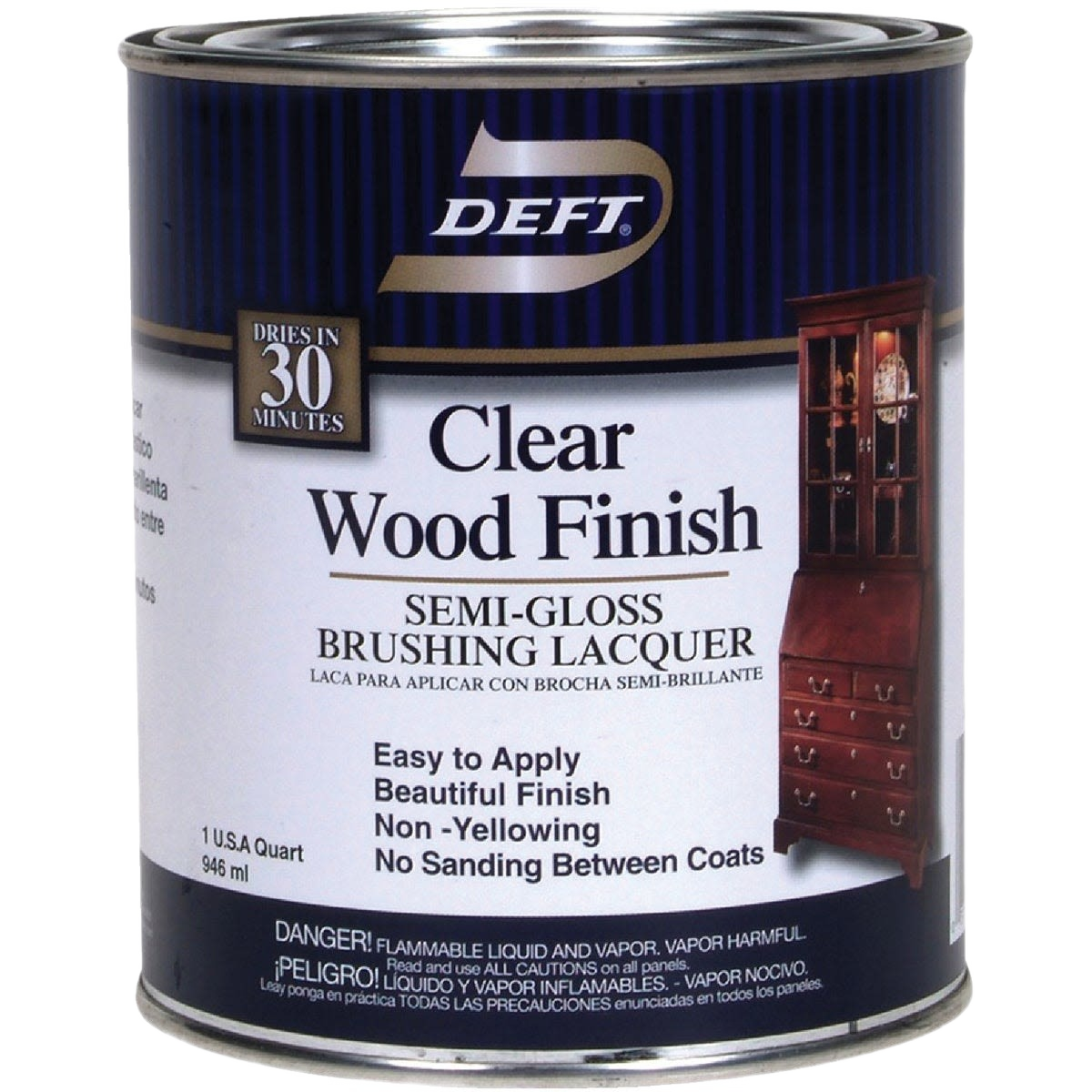 Clear semi-gloss brushing lacquer for interior wood finishing in stains, sealers, and wood finishing collections