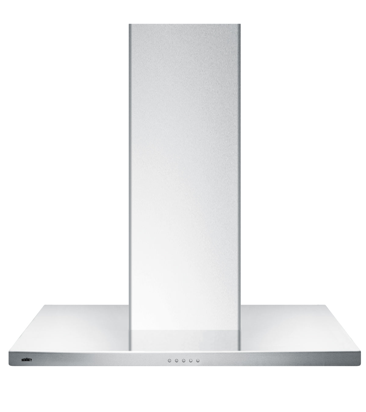 Silver wall-mounted range hood with clean lines and push-button controls from Wall Mounted Range Hoods collection