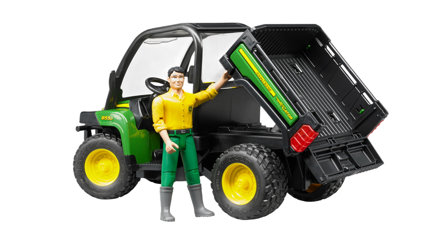 Green utility vehicle toy with tipping cargo bed and driver figure from Bruder Toys in Vehicles & Remote Controlled Toys collection
