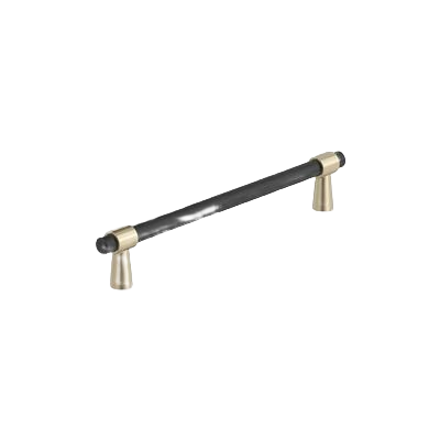 Matte black and brushed gold cabinet pull with sleek mid-century modern style for furniture hardware collection under $50