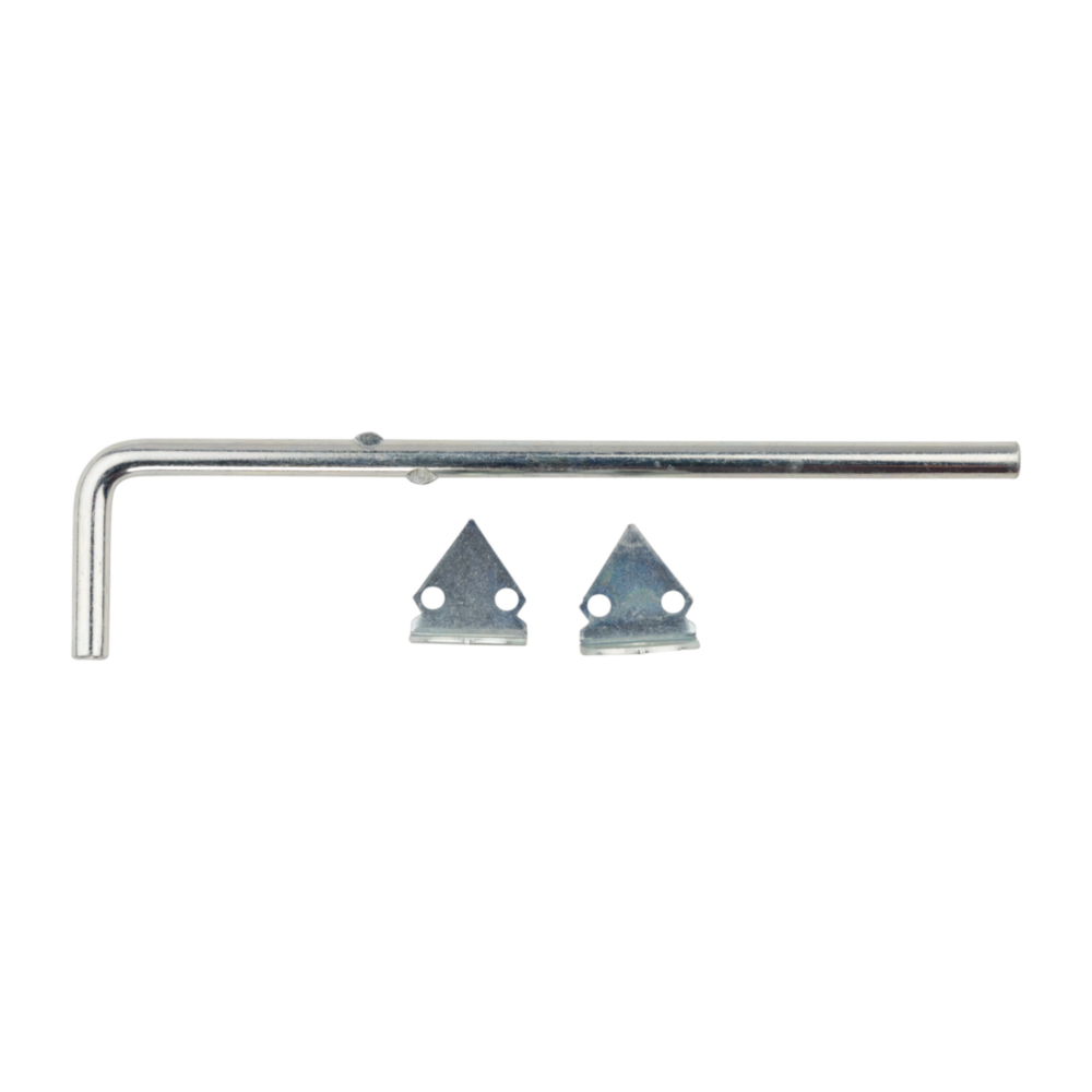 Zinc plated steel cane bolt with mounting brackets for securing doors in door and gate accessories collections