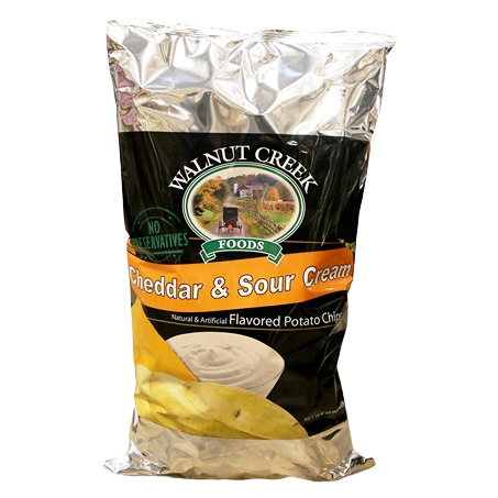Bag of cheddar and sour cream flavored potato chips from the Chips & Snacks food and beverage collection