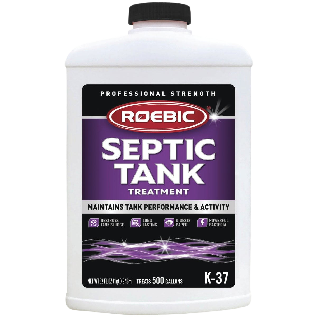 White plastic bottle of septic tank treatment with purple label in plumbing and drain cleaner products under $50 category
