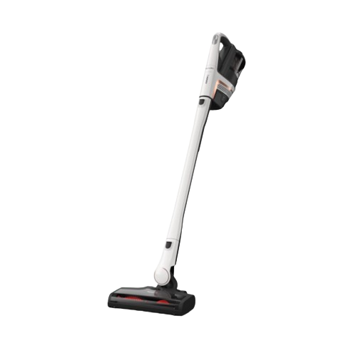 Cordless stick vacuum in graphite and white with a sleek design for versatile home cleaning tasks and improvements