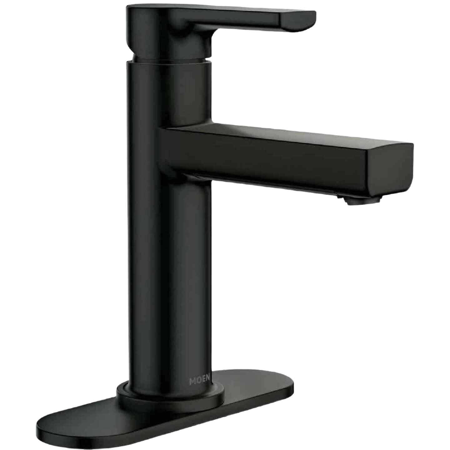 Matte black single-handle bathroom faucet with lever handle and centerset design for home improvement projects
