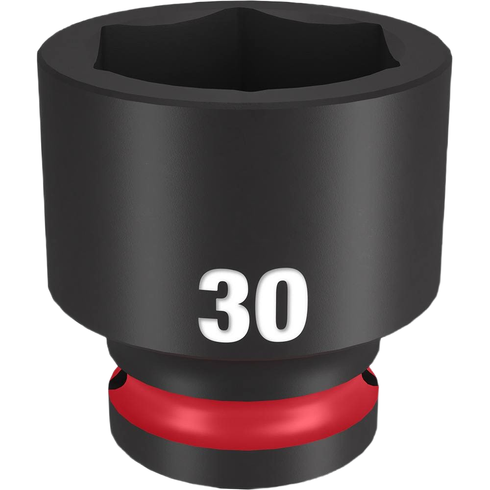 30-mm black impact socket with six-point design and red ring, durable for hand tools and woodworking use under $50 collection