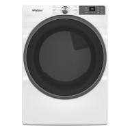 White smart front load gas dryer with digital display and large circular door from Dryers and Appliances collections