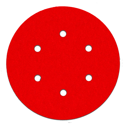 Red 6-inch 100-grit sanding disc with six dust extraction holes for power tool and abrasive accessories under $50 collections