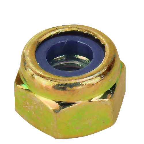 Hexagonal metal lock nut with blue nylon insert for secure fastening in John Deere parts under $50 collection