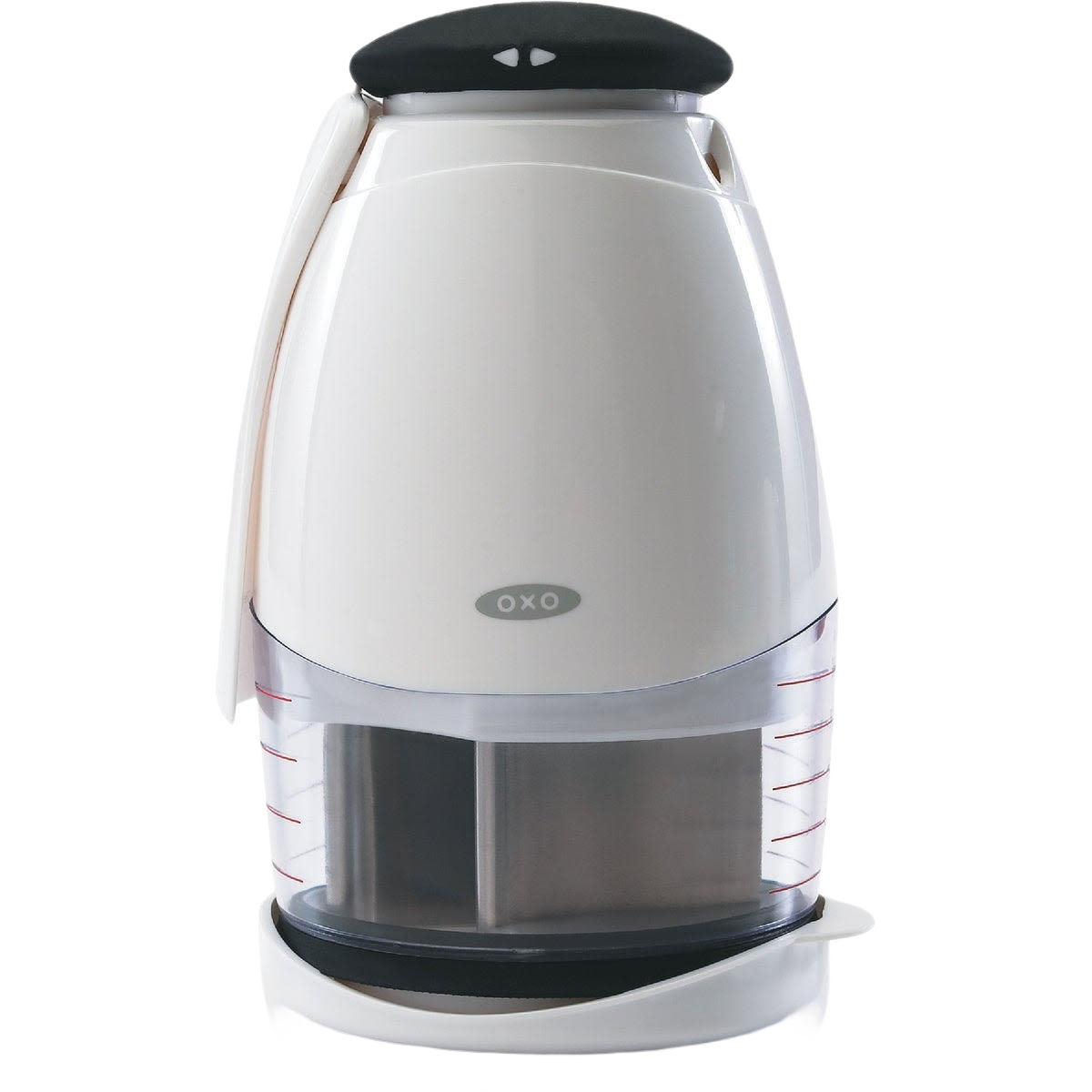 Compact stainless steel food chopper with measuring marks and easy-press knob for kitchen tool use under $50 collections
