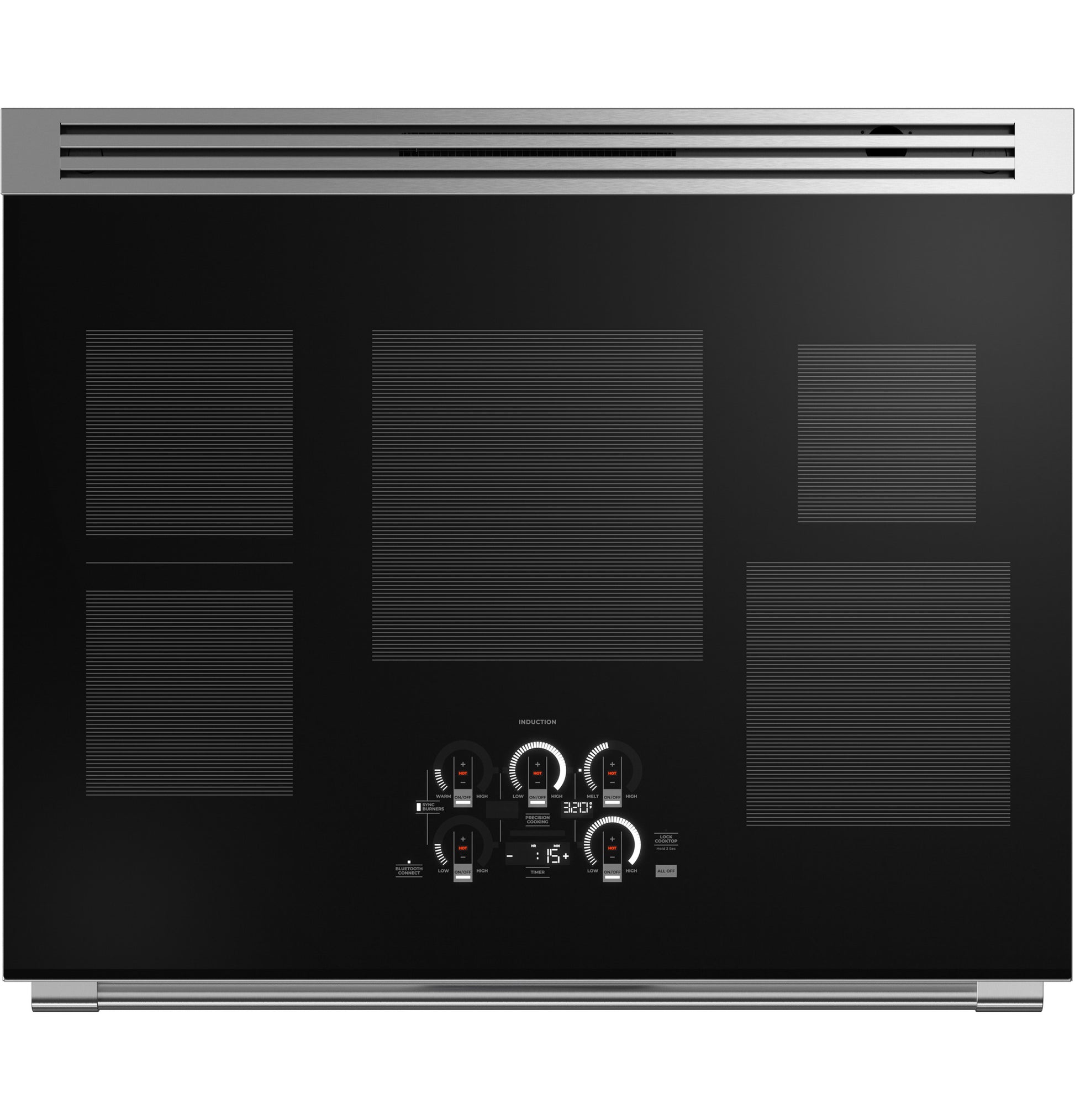 Monogram 36-inch induction cooktop with five elements and digital controls in Ranges & Kitchen collections