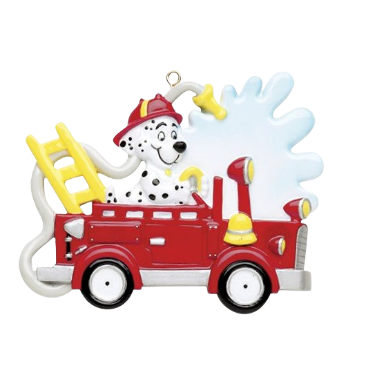 Rudolph & Me Personalized Fire Truck Dalmatian Ornament