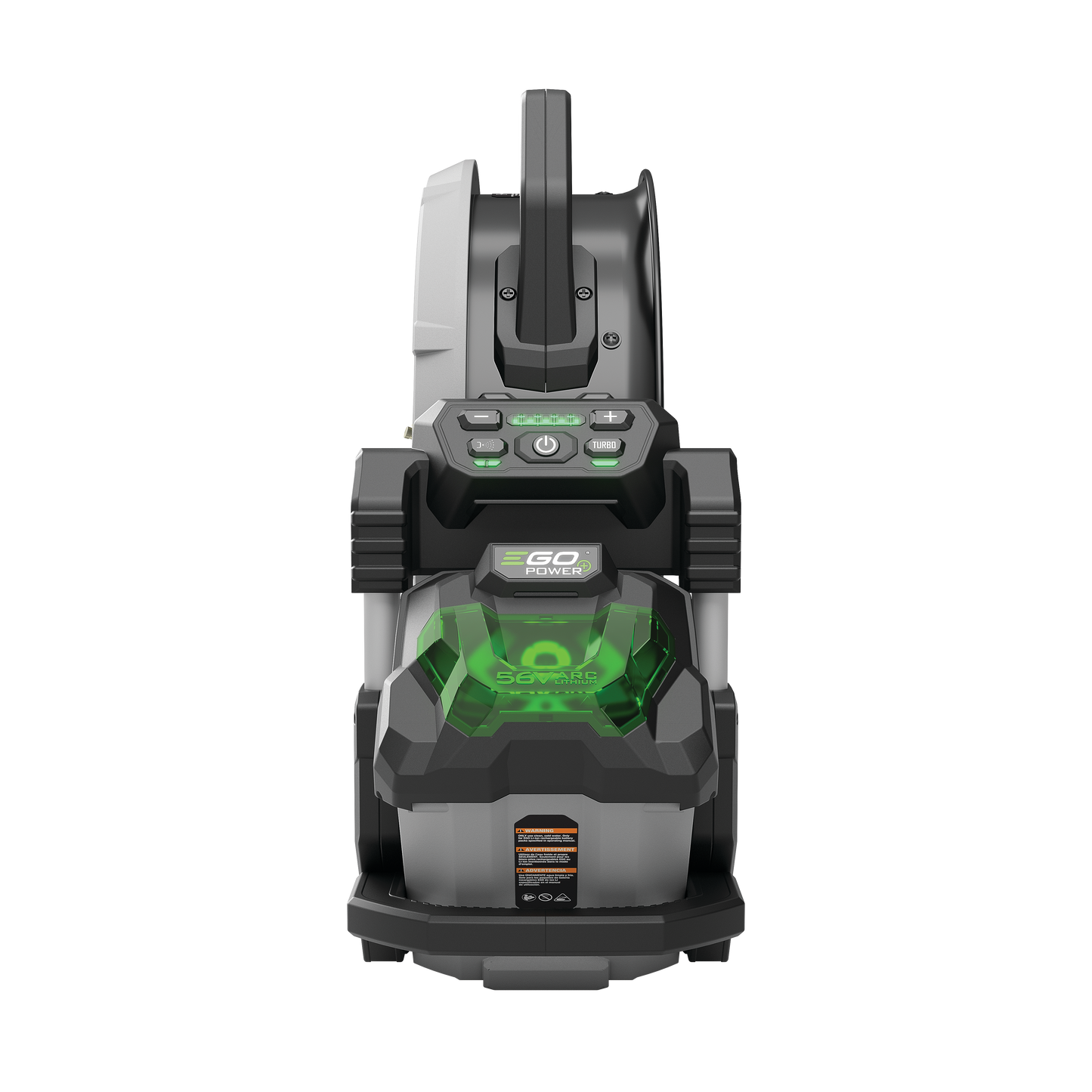 Battery-powered portable misting fan with green accents for cooling in tool accessories and portable power collections
