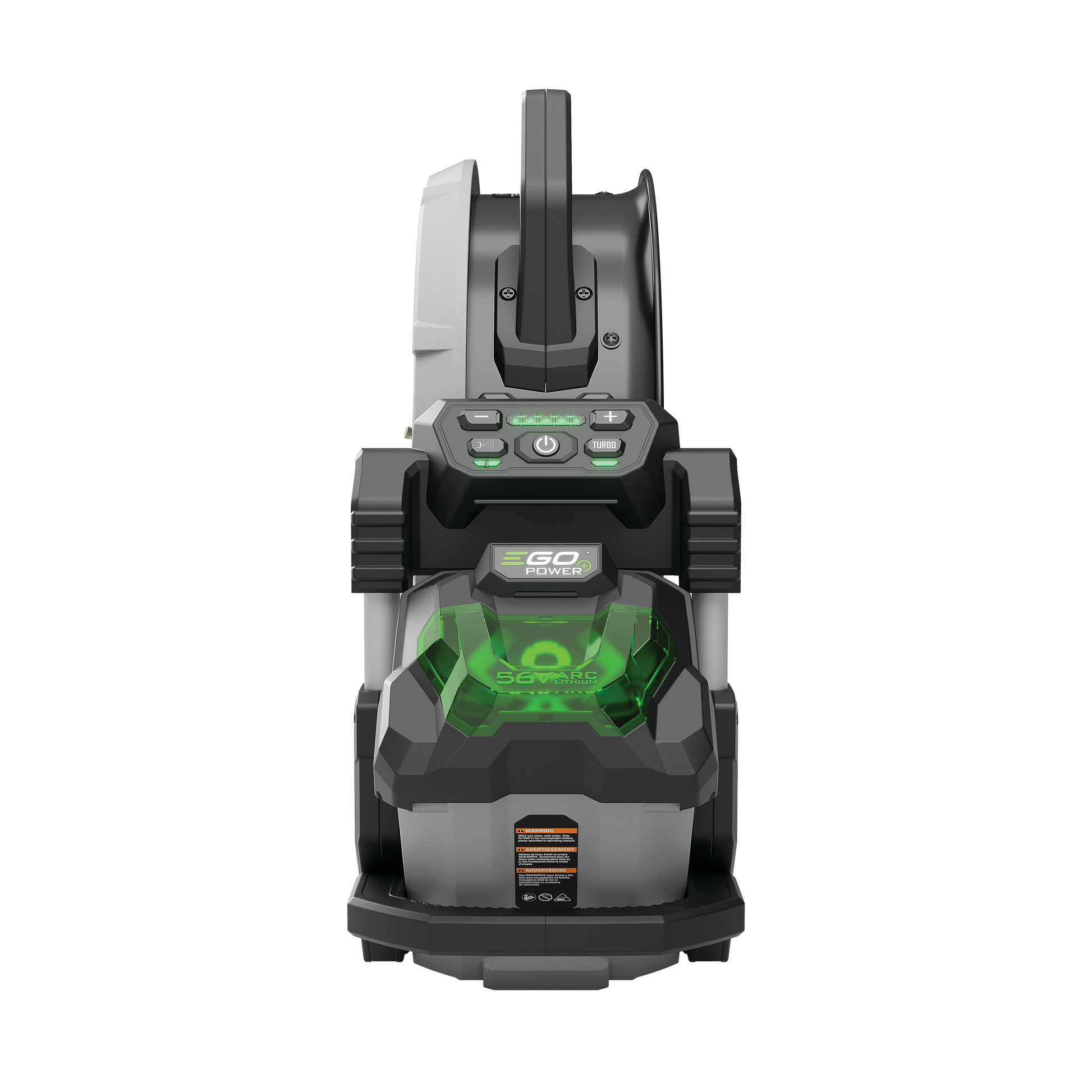 Battery-powered portable misting fan with green accents for cooling in tool accessories and portable power collections