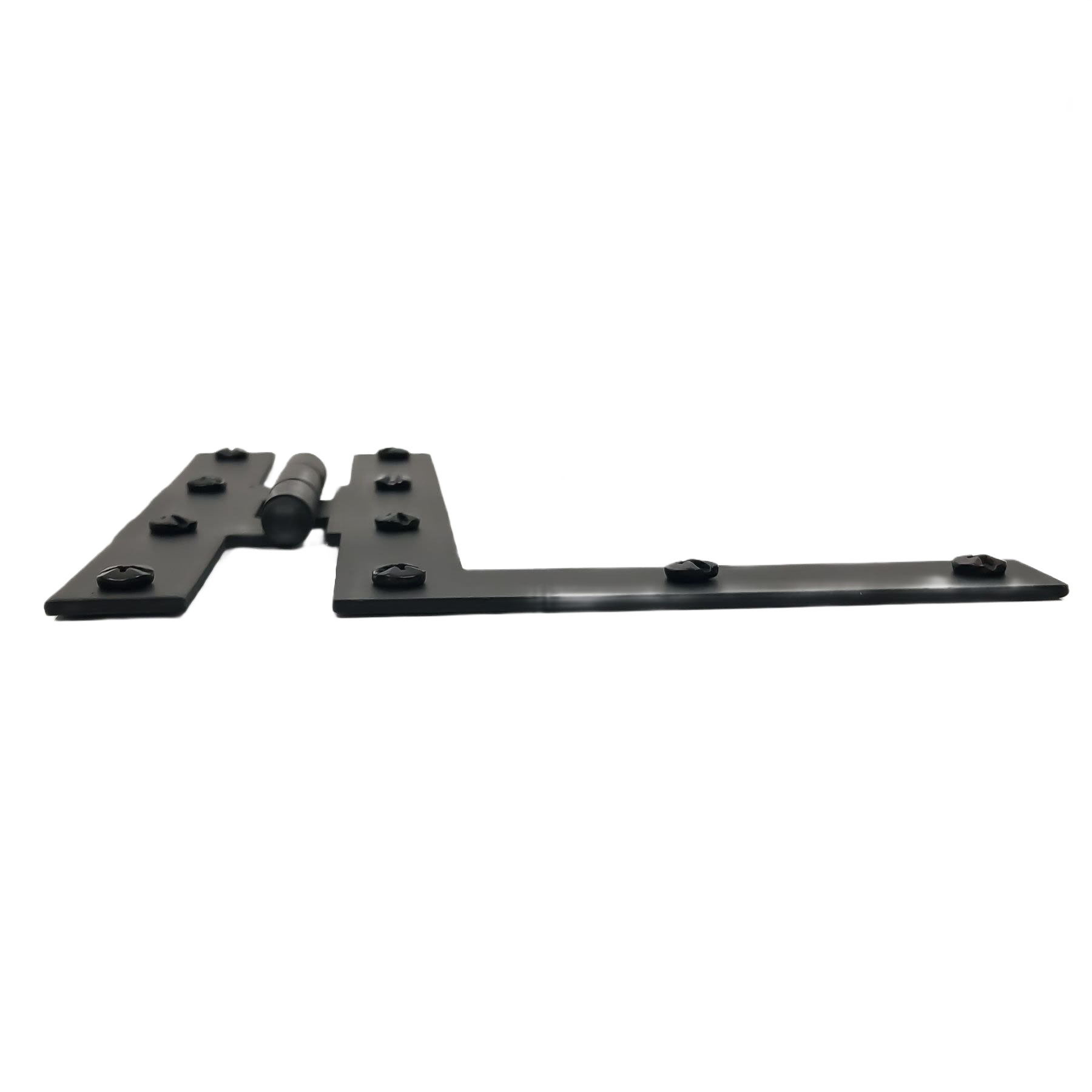 Pair of matte black smooth door hinges with lacquered finish, designed for home improvement hardware under $100.