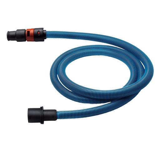 Flexible 10-foot blue vacuum hose with black and orange connector fittings for home improvement tools and cleaning equipment
