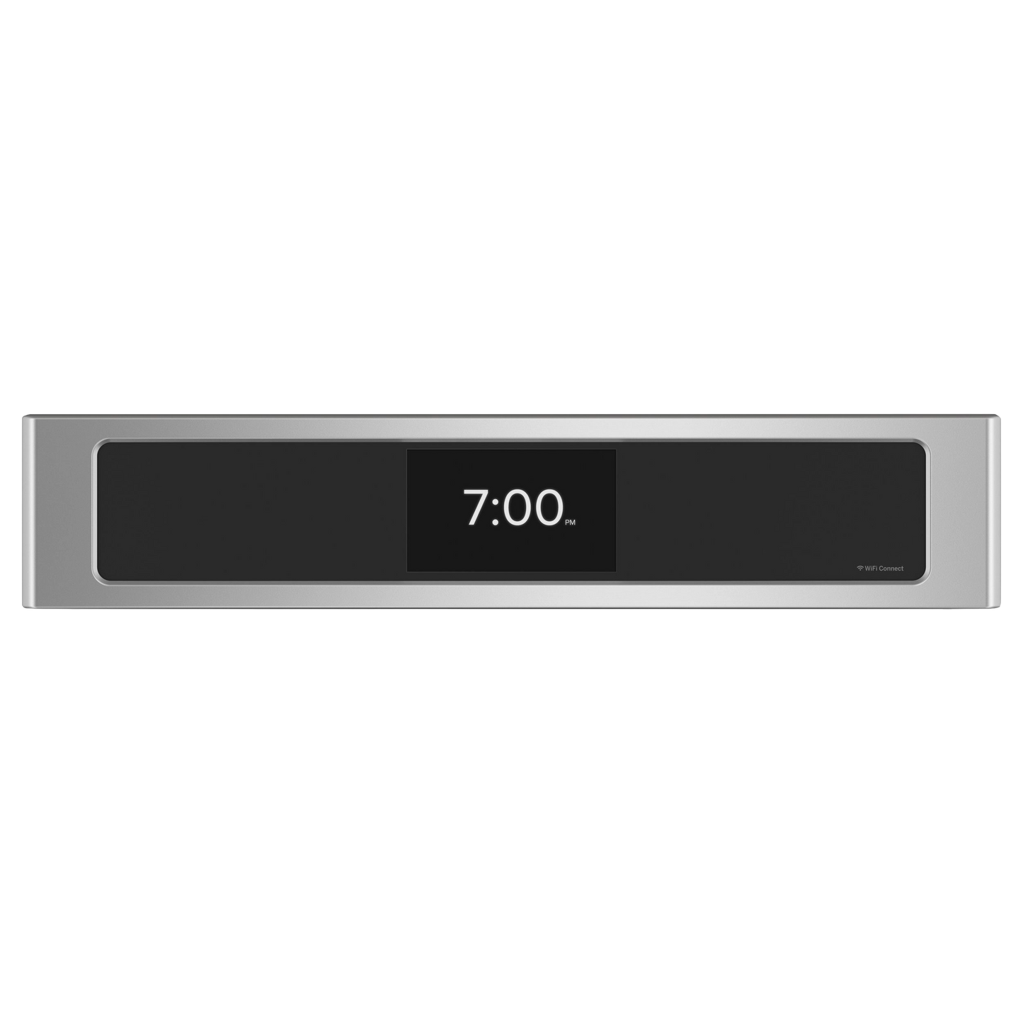 Stainless steel smart oven control panel with digital clock display and WiFi connectivity in appliances collection