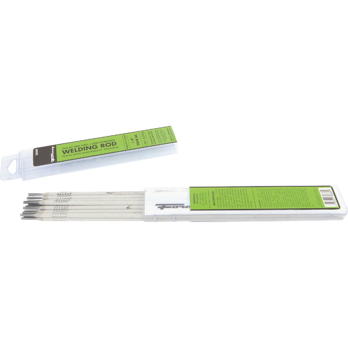 Set of low hydrogen welding rods with green-labeled packaging designed for home improvement and metal fabrication tasks
