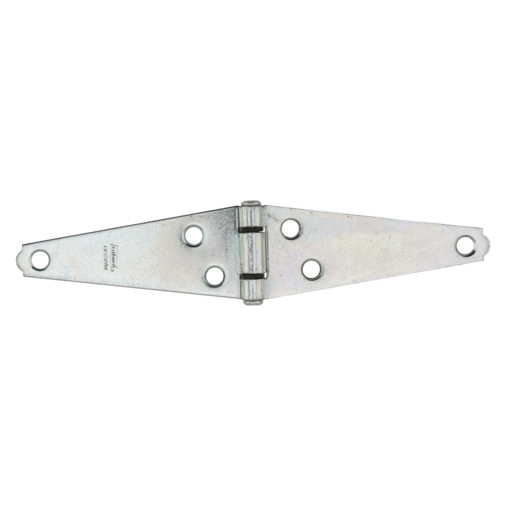 Zinc-plated heavy-duty strap hinge with offset screw holes for barn doors, gates, and home improvement projects under $50
