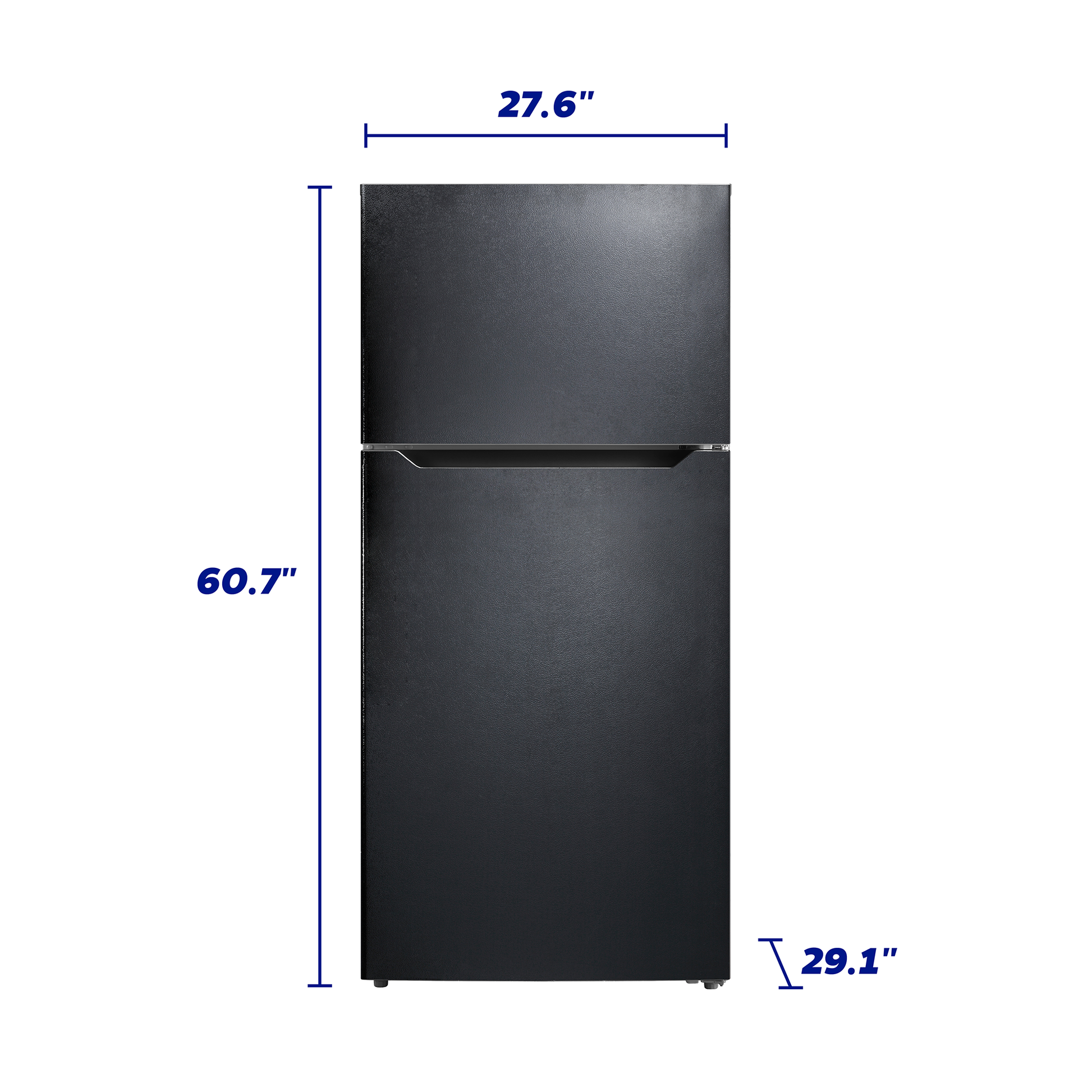 Black top freezer refrigerator with compact dimensions for kitchen appliance and top freezer refrigerator collections