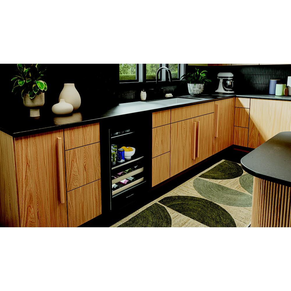 24" Beverage Center with Glass Door and Wood-Front Racks