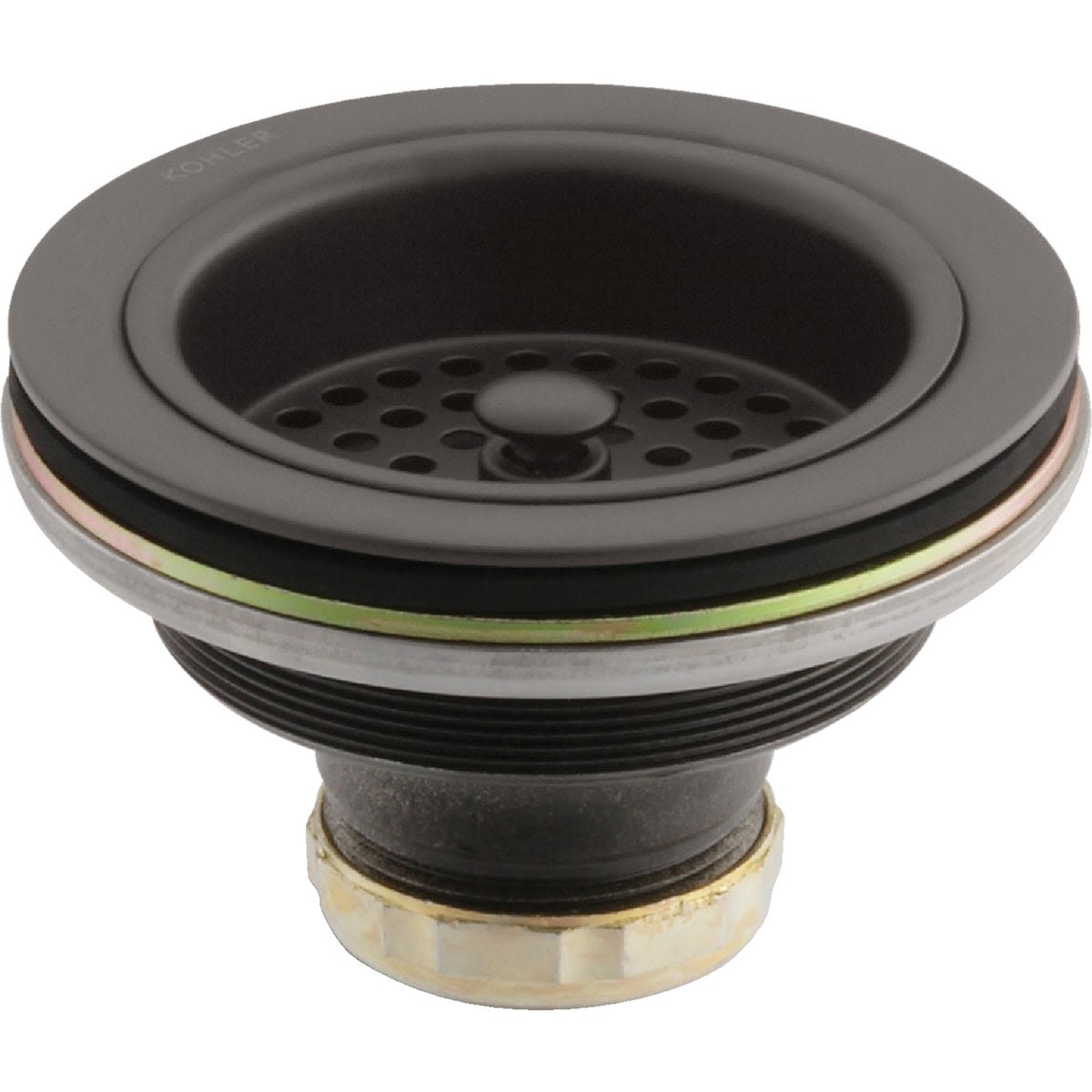 Oil rubbed bronze sink drain and strainer with perforated basket for home improvement plumbing projects