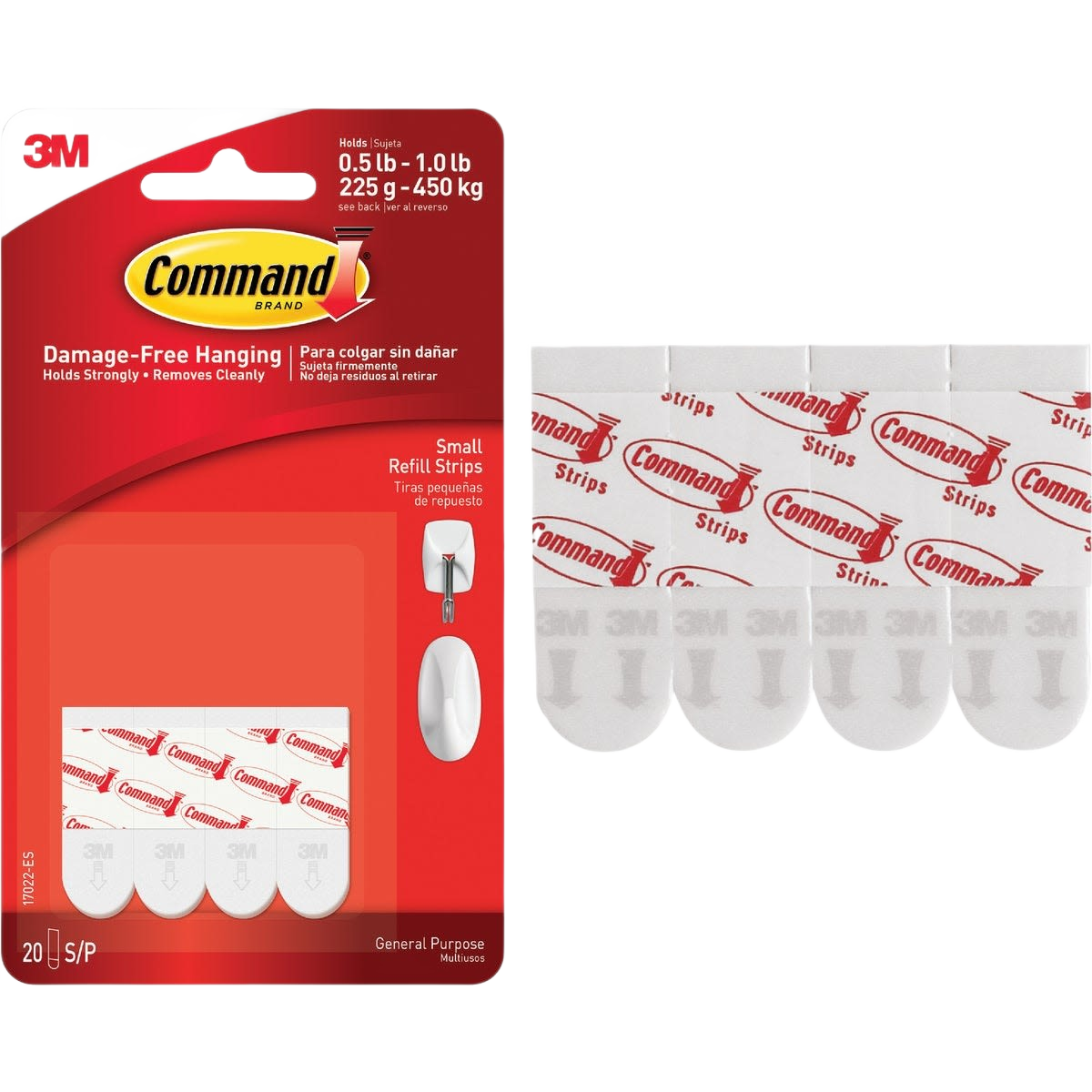 3M Command small adhesive mounting strips 20-pack for damage-free hanging in hardware and fasteners collections