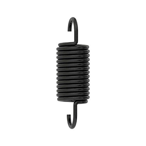 Black coiled extension spring with hooks at both ends for use in John Deere parts and accessories collection