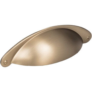Satin bronze 3-inch center-to-center cup pull for cabinetry, part of hardware and furniture accessories collections under $50