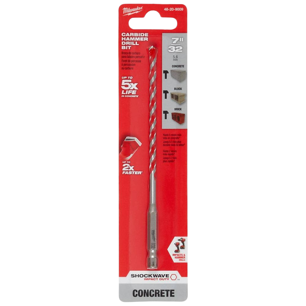 Milwaukee SHOCKWAVE™ carbide-tipped hammer drill bit for concrete, brick, and block in Tool Accessories collections