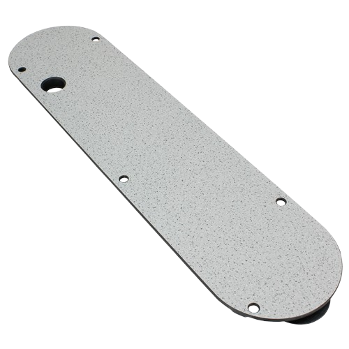 Gray high-density phenolic zero clearance table saw insert with leveling and snug-ness screws in saw accessories under $100 collections