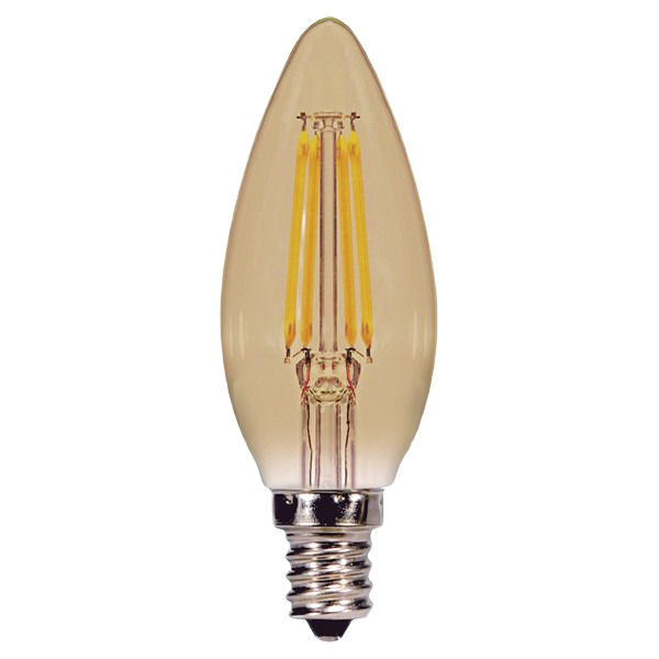 Amber torpedo LED bulb with candelabra base for warm lighting in home improvement and electrical projects under $50