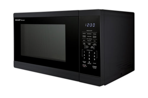 Black countertop microwave oven with digital control panel and precise cook sensor in Microwaves and Kitchen collections