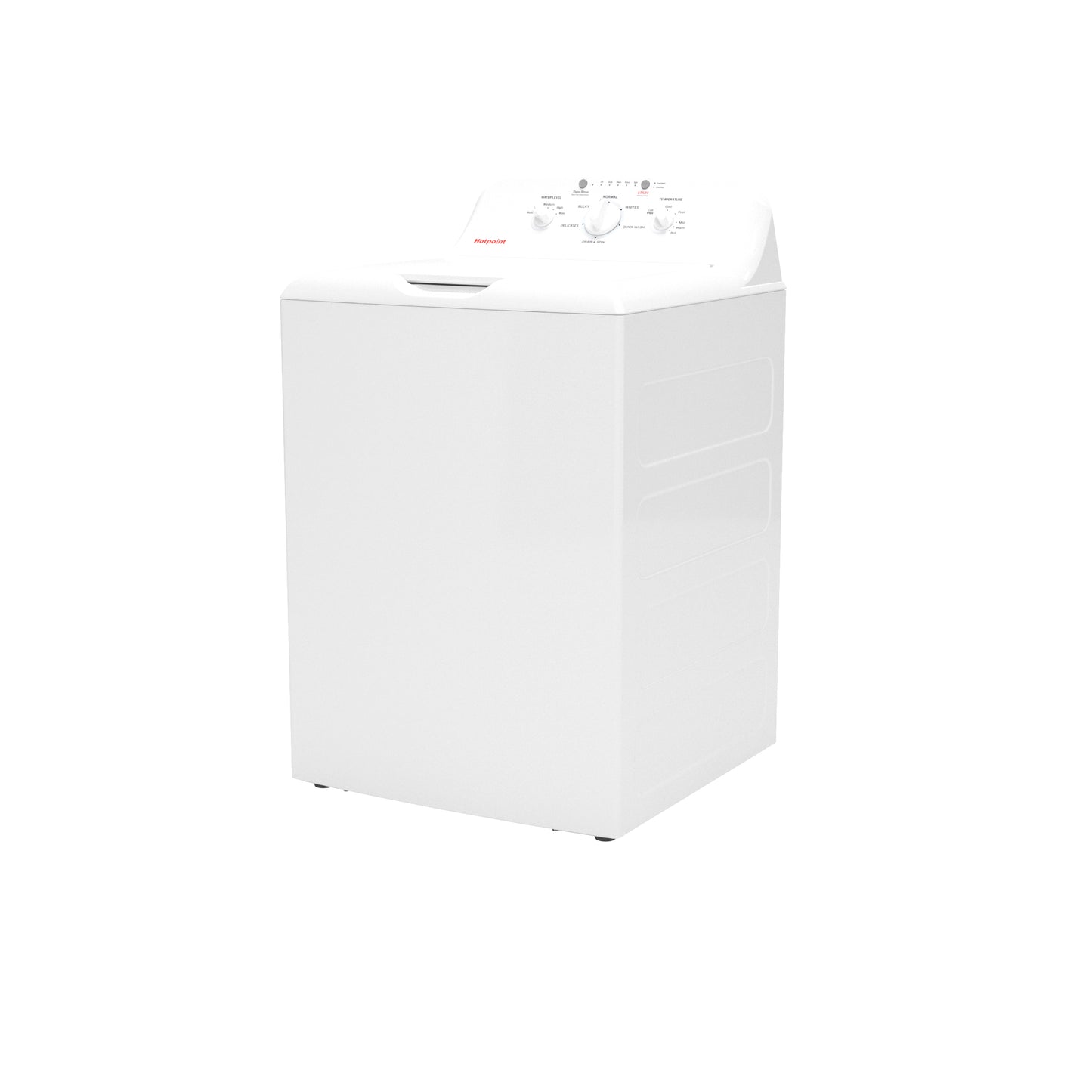 White top load washer with control panel featuring water level and Cold Plus settings in washers and dryers collection