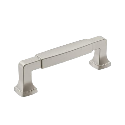 Satin nickel cabinet pull with a bold barrel shape, ideal for furniture hardware and home improvement projects.