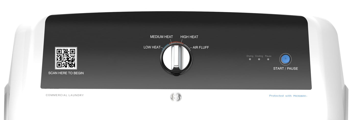 GE® 7.4 cu. ft. Capacity aluminized alloy drum Commercial Gas Dryer with Sensor Dry, Built-In App Payment System SITE WIFI REQUIRED