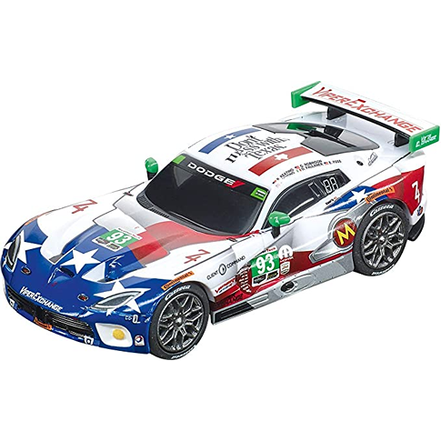 Detailed 1:43 scale model of 2015 SRT Viper racing car with patriotic red, white, and blue livery design